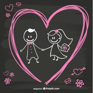cartoon-bride-and-groom-blackboard-design_23-2147493877